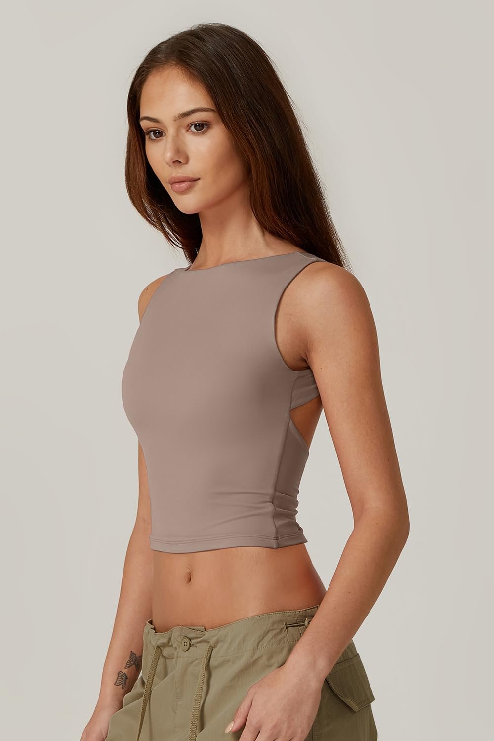 Sexy Open Back Sleeveless Crop Tank High Neck Slim Fit Cropped Tee Shirt Y2k
