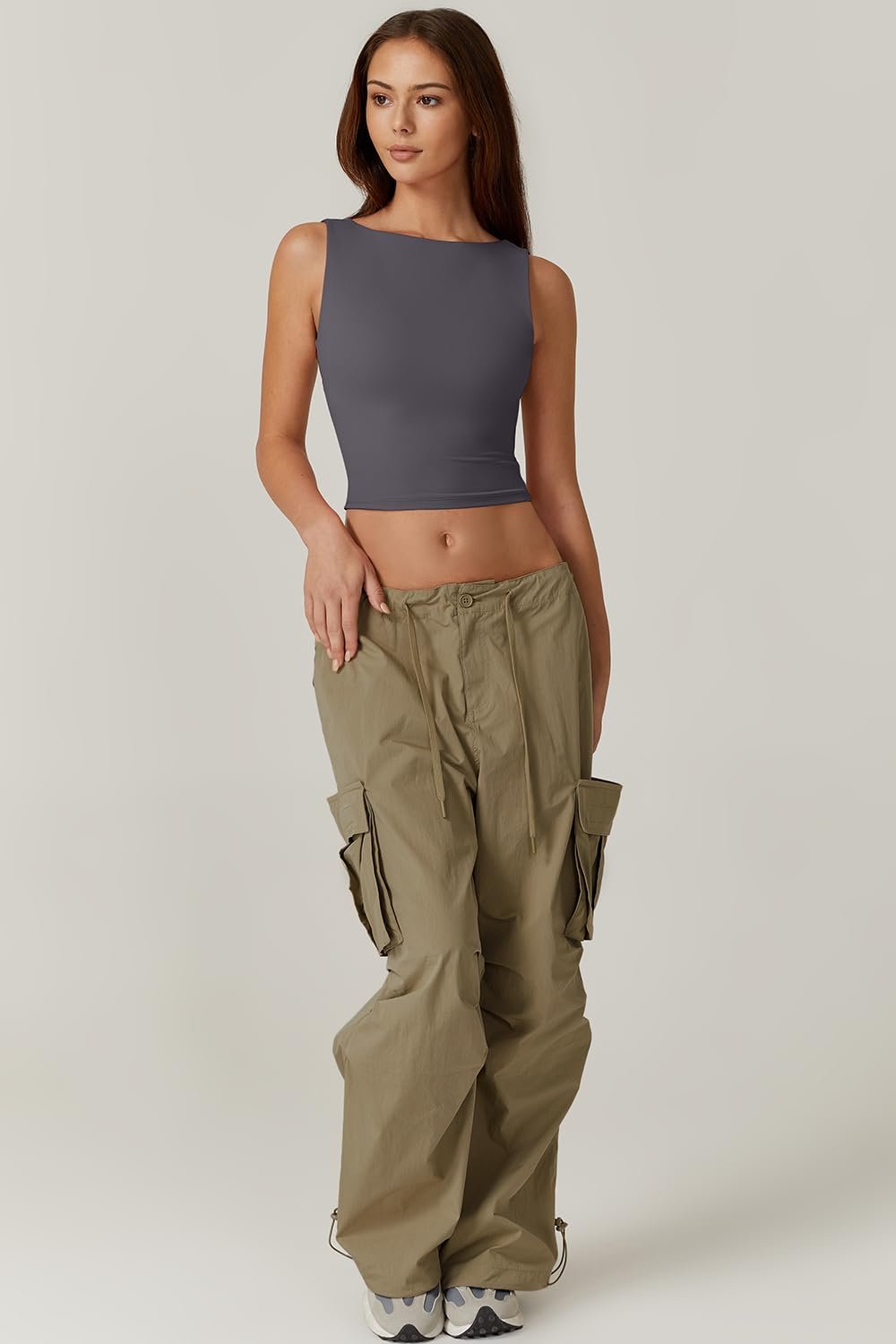 Sexy Open Back Sleeveless Crop Tank High Neck Slim Fit Cropped Tee Shirt Y2k