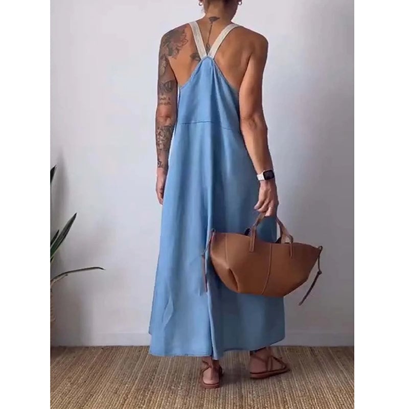 Women's Simple Cotton Linen Sling Dress🔥