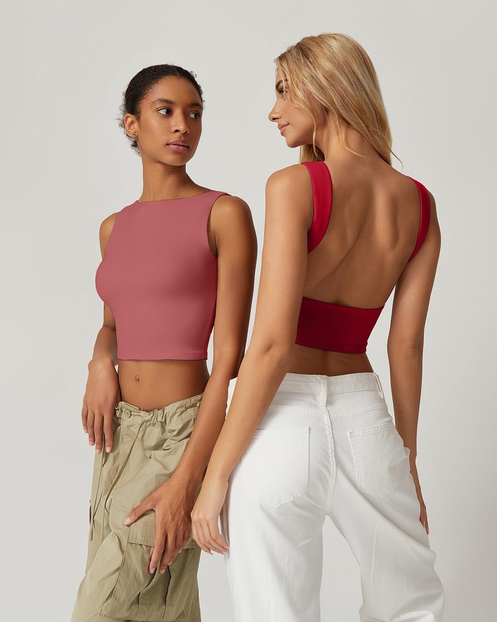 Sexy Open Back Sleeveless Crop Tank High Neck Slim Fit Cropped Tee Shirt Y2k