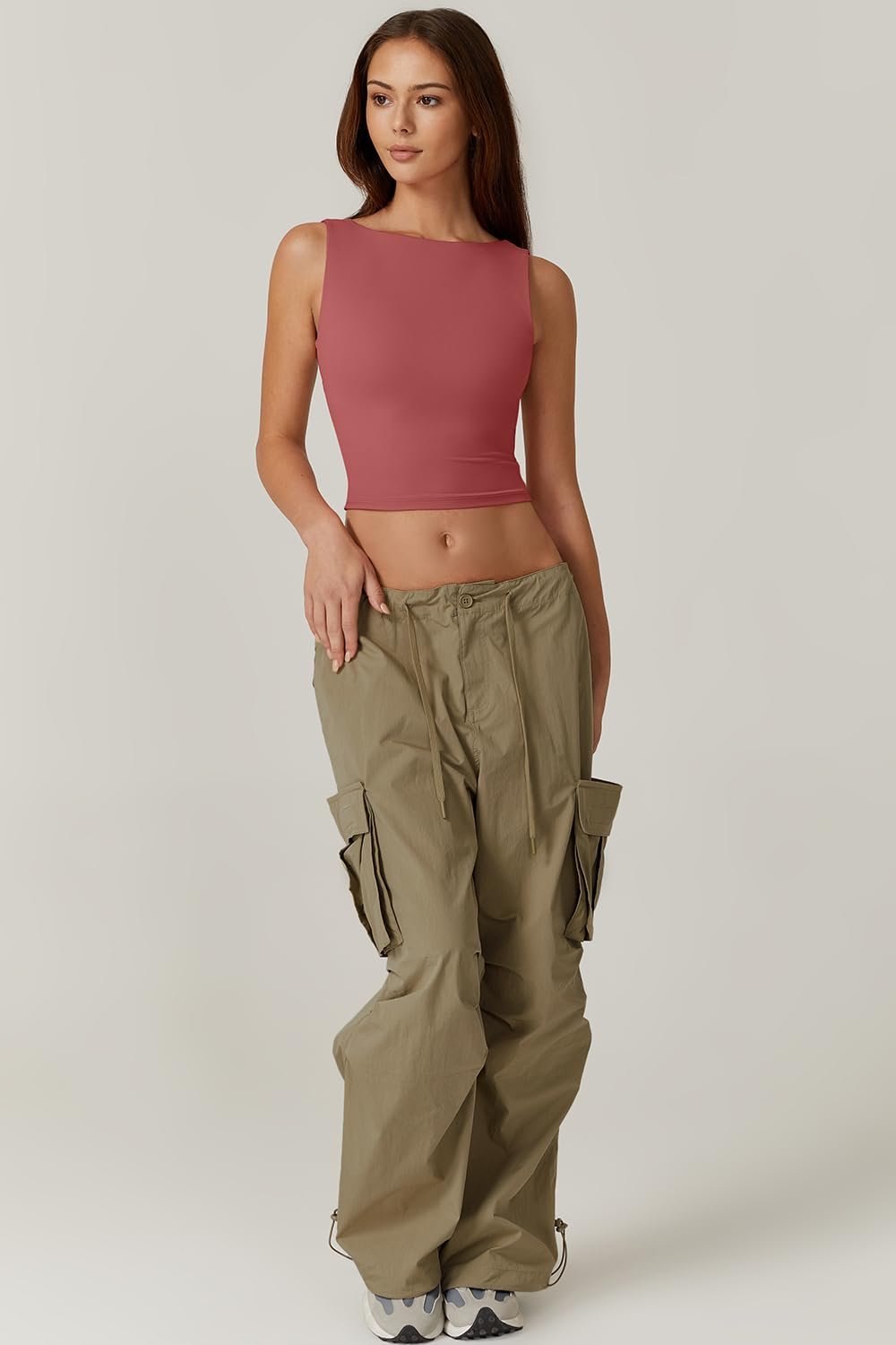 Sexy Open Back Sleeveless Crop Tank High Neck Slim Fit Cropped Tee Shirt Y2k