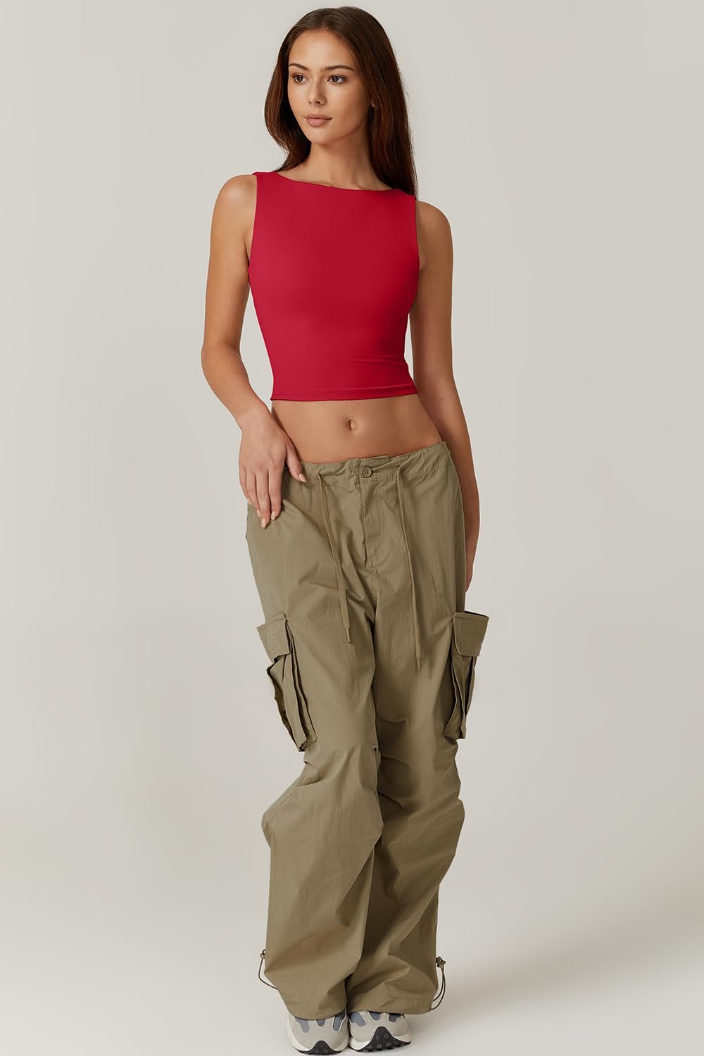 Sexy Open Back Sleeveless Crop Tank High Neck Slim Fit Cropped Tee Shirt Y2k