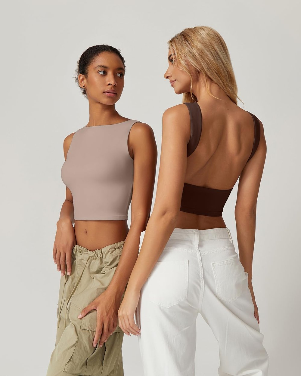 Sexy Open Back Sleeveless Crop Tank High Neck Slim Fit Cropped Tee Shirt Y2k